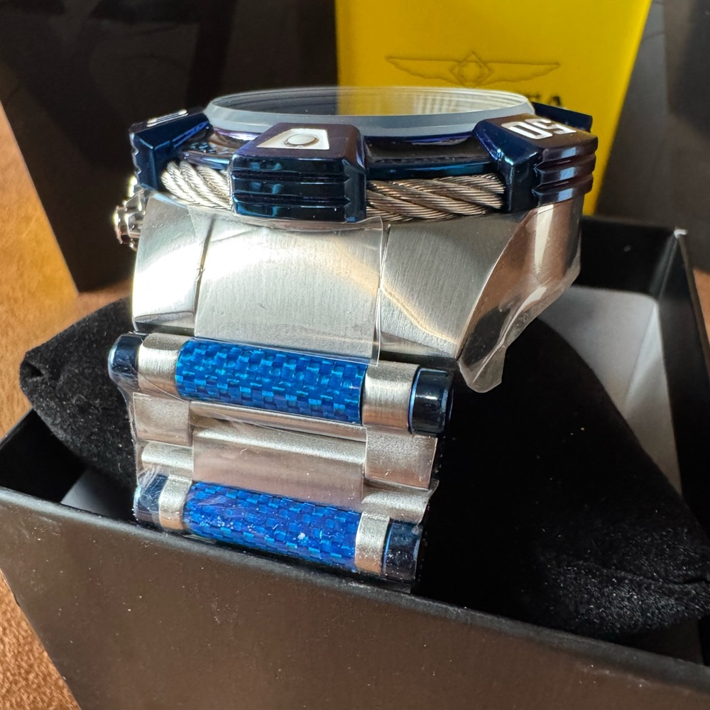 Invicta Bolt Men's Watch w/ 3D Dial 52mm Blue Steel Carbon NEW! - Picture 7 of 12